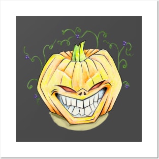 Evil pumpkin halloween Posters and Art